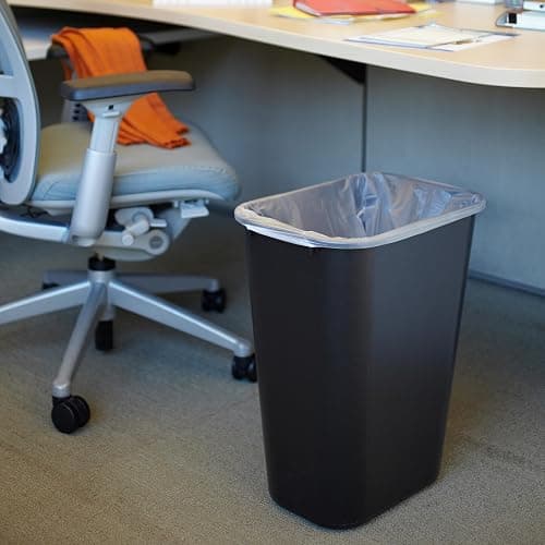 Rubbermaid Commercial Wastebasket Trash Container, 41QT/10.25 GAL, Plastic, Black, Stackable Trash Can for Bedroom/Bathroom/Office, Fits Under Desk/Sink/Cabinet - 10.25 Gallons - Black - 1 thumbnail 5