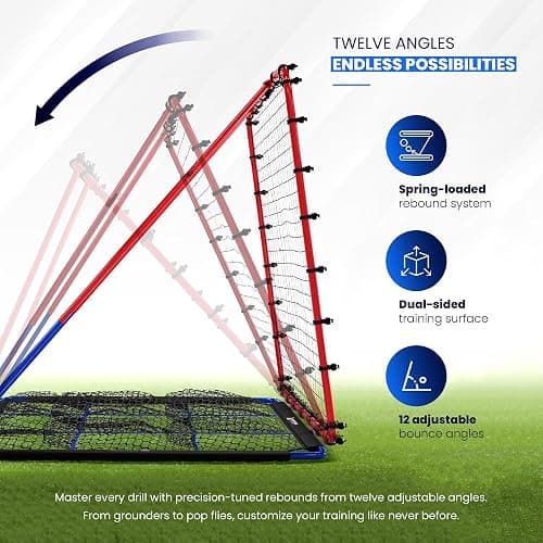 Baseball Rebounder Net | 12-Angle Baseball Pitching Net w/ 9 Pocket Nets – Softball & Baseball Training Equipment – Multi-Sport Bounce Back Net for Soccer, Volleyball, Basketball, Lacrosse & More thumbnail 5
