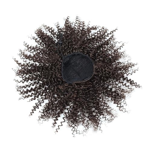 MKJVEN Afro Kinky Curly Ponytail Extensions 10 Inch Drawstring Ponytail For Black Women Dark Brown Syrnthetic Ponytail Hair Piece (4#Medium Brow) thumbnail 5