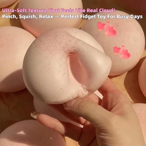 Cheese Slow Rising Squishy Toy, Soft Foam Stress Relief Squeeze, Sticky Food Squishies, Bread and Butter Squishy Style for Desk Decor or Gift (Pink) thumbnail 4