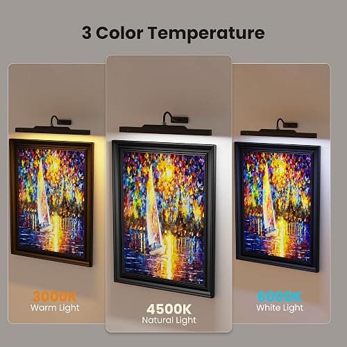 Dimmable Cordless Picture Light with Controller and Timer, Rechargeable 5000mAh Battery Wall Sconce for Wall Pictures, 16in Wall Light for Gallery Artwork, Paintings, Phote, Portraits - Black thumbnail 3