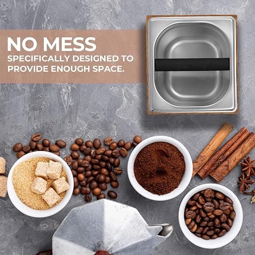 Knock Box | Large Capacity Espresso Knock Box | Non-Slip Base Knock Box Espresso | Coffee Knock Box | Shock Absorbant Espresso Knock Box and tamp station | Knock box for espresso coffee grounds thumbnail 7