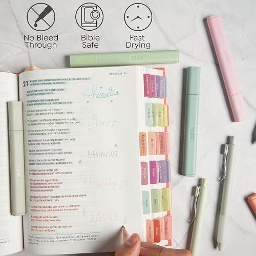 BLIEVE - Aesthetic Highlighters and Gel Pens With Soft Ink and Chisel Tip, Bible Highlighters and Pens No Bleed, Dry Fast Easy to Hold, for Bible Journaling Planner School Supplies (PASTEL) thumbnail 4