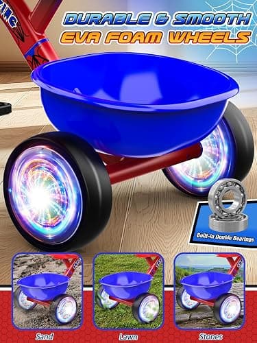 Tricycle for Toddlers 1-3 3-5 Year Olds, Spider Toddler Bike Baby Balance Bike with Colorful Lighting Wheels & Large Basket, Birthday Gift and Toy for 1 2 3 4 5 Year Olds Boys and Girls thumbnail 3