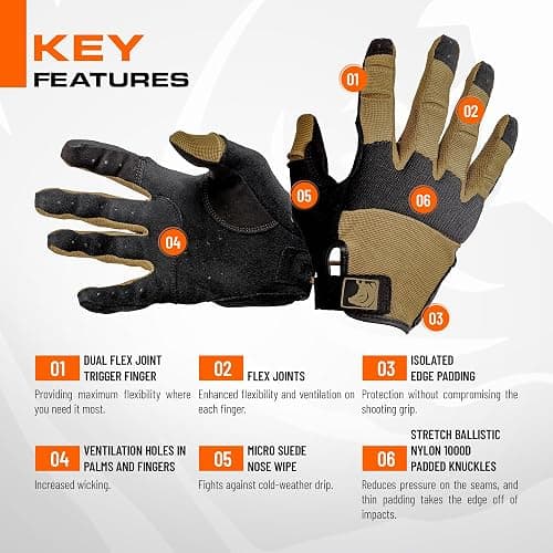 PIG Alpha Full Dexterity Tactical Gloves for Shooting, Touchscreen Compatible, Breathable, 1 Pair thumbnail 4