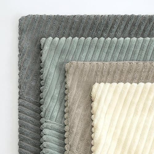 Sungeek Set of 4 Decorative Cushion Covers Soft Corduroy Boho Farmhouse Square Pillow Covers Mix and Match Throw Pillow Cases for Sofa Couch Bedroom Living Room 50x50cm, Neutral Grey thumbnail 4