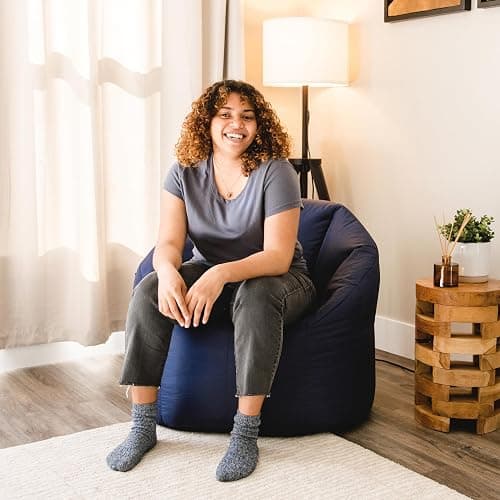 Big Joe Milano Bean Bag Chair for Kids, Teens, Adults, Durable Easy-Clean Navy Smartmax, Nylon Polyester Blend, Lightweight Seat for Reading Nook and Gaming, 2.5 Foot Refillable thumbnail 2