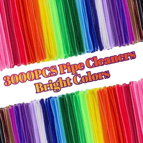 Caydo 3000 Pieces Pipe Cleaners 40 Assorted Colored Chenille Stems with 100 Pieces Wiggle Eyes for Art and Crafts and Easter Decorations (6 mm x 12 inch) thumbnail 5
