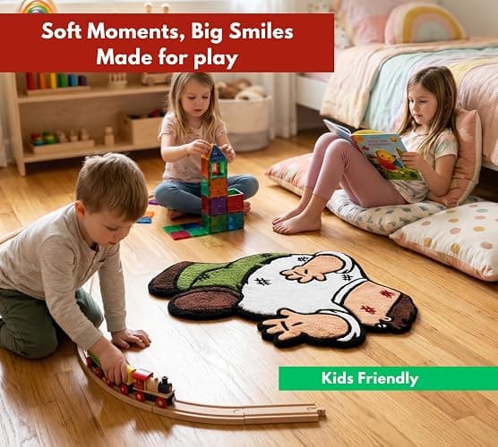 Cartoon Rug for Bedroom - Peter Griffin Rug - Cool Rugs for Men - Character Hypebeast 3D Funny Carpet for Living Room - Tufted Rug 32 * 20 Inches (80cm) - Graphic Rugs for Home Decor Area Rug thumbnail 5