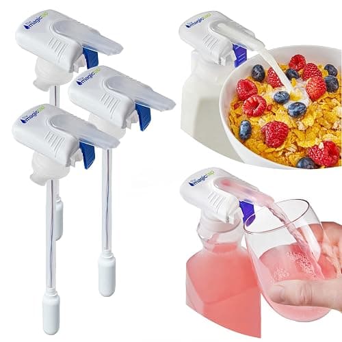 Magic Tap Automatic Drink Dispenser for Fridge, White (3 Pack), No Spill Milk Dispenser for Fridge, Automatic Milk Dispenser Pump for Gallon Jugs, Water & Juice, Fits Most Bottles, Batteries Required - Image 1
