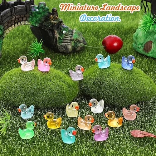 225 Pcs Mini Resin Ducks Bulk, Glow in The Dark Tiny Duck Figurines for Miniature Dollhouse Decor, Fairy Garden, Aquarium Landscape, DIY Crafts, Party Favors, Hide & Seek Game, Classroom Activities thumbnail 5