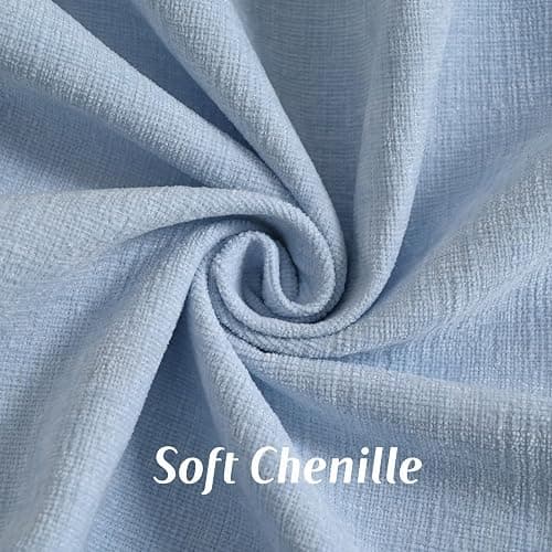 FUTEI Light Blue Decorative Throw Pillow Covers 18x18 Inch Set of 2,Double Stitch Scalloped Bordered Soft Chenille Cushion Cases,Modern Home Decor for Couch Bed Living Room thumbnail 2