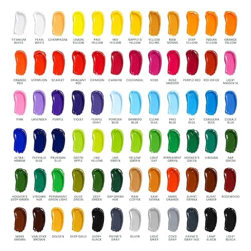 MyArtscape Heavy Body Acrylic Paint Set — 72 Colors x 21ml Artist Acrylic Paints with 3 Paint Brushes for Canvas, Wood, Fabric & Crafts | Rich Pigment Non-Toxic Professional Art Supplies for Adults & Beginners thumbnail 3