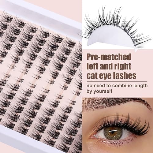 TOOCHUNAG Wispy Lash Clusters Natural Cluster Eyelash Extensions 3D Fairy Individual Lashes Clusters Eyelashes CD Curve Left&Right 7-15mm DIY Lash Extension at Home thumbnail 4