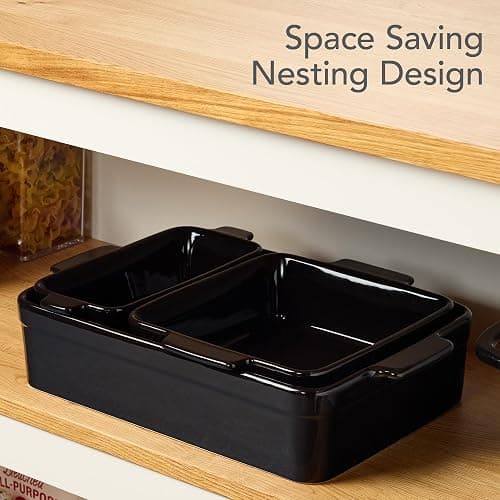 Best Choice Products 3-Piece Ceramic Bakeware Set, Stoneware Baking Dishes, Porcelain Casserole Bakeware Dishes, Serving Dishes - 9x12 Casserole, Loaf Pan, 8x8 Baking Dish - Black Licorice thumbnail 4