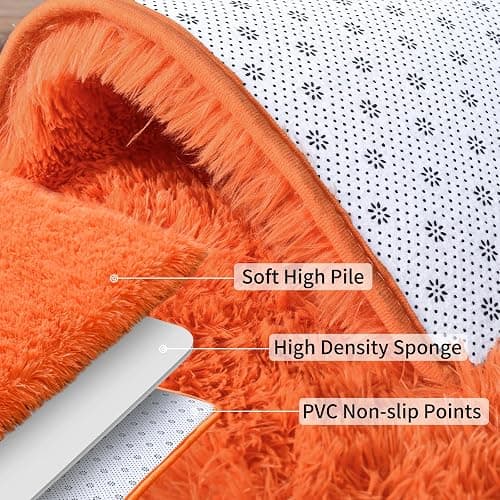 Ailyei Soft Runner Rugs for Bedroom Hallways, 2x3 Orange Fluffy Shag Throw Area Rug Non Slip for Bedside Dorm, Long Shaggy Furry Carpet for Nursery Living Room thumbnail 4