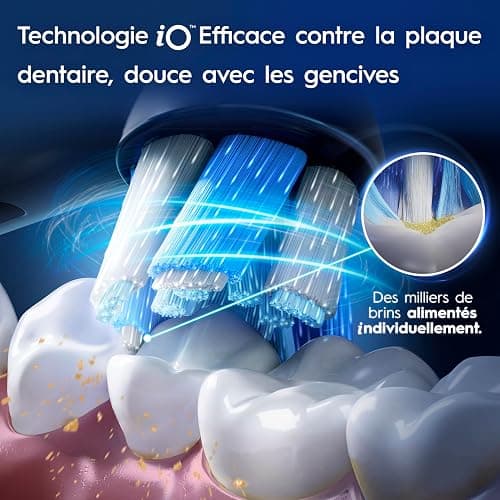 Oral-B Brosse A Dents Electrique iO 6 Noire, 5 Modes De Brossage Dont Blancheur Et Soin Des Gencives, Capteur De Pression, Ecran Interactif, 3 Brossettes De Rechange Oral B, Etui De Voyage, Carton thumbnail 9