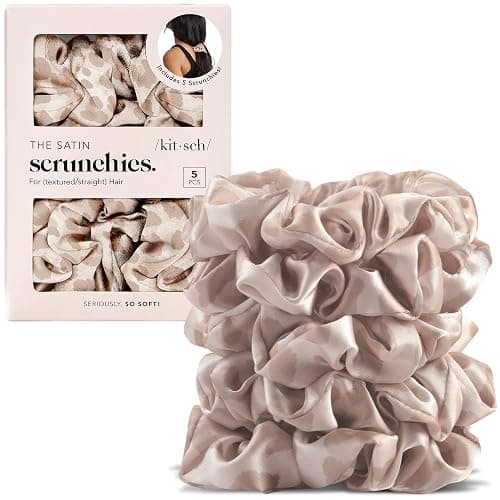Kitsch Leopard Prints Satin Scrunchies for Women - No Crease Hair Ties for Girls, Scrunchies For All Hair Types and Textures, Perfect for Day or Night | Ideal Gifts for Women - 5 Pcs thumbnail 9
