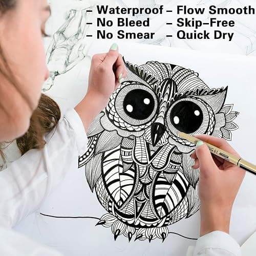 Muchcute Micro Fineliner Drawing Art Pens: 12 Black Fine Line Waterproof Ink Set Artist Supplies Archival Inking Markers Liner Sketch Outline Anime Gifts Manga Sketching Watercolor Zentangle Kit Stuff thumbnail 4