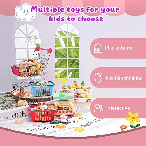183Mini Food Toys Dollhouse Fruit Vegetable Bread Rack Display Shelf Grocery Store Shopping Cart Basket Miniature Drink Supermarket Metal Handcart Kitchen Play Game Party Cash Register thumbnail 3