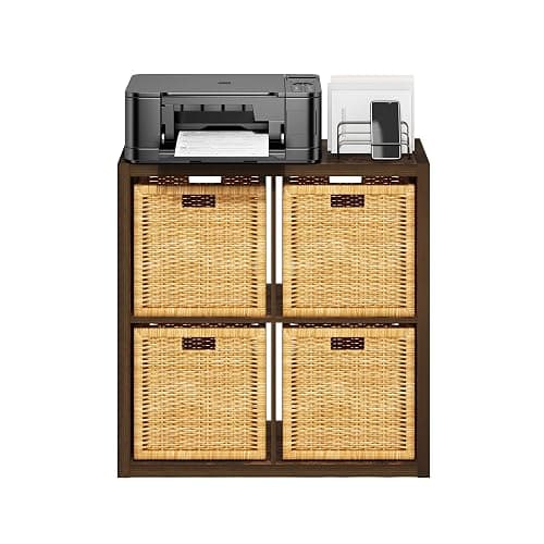 Furinno Cubicle 4-Cube Book Shelf, Extra Thick Frame Bookshelf, Amber Pine | 14.6" x 30" x 30", Reversible Bookcase with Open Back, for Living Room, Bedroom, Home Office thumbnail 8