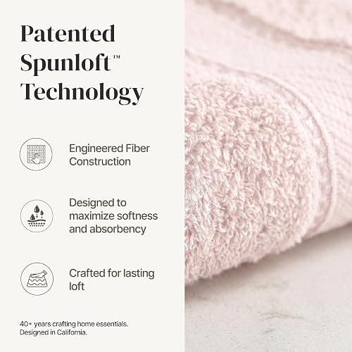 Modern Threads - Spun Loft 6-Piece 100% Combed Cotton Towel Set - Bath Towels, Hand Towels, & Washcloths - Super Absorbent & Quick Dry - 600 GSM - Soft & Plush, Blush thumbnail 3