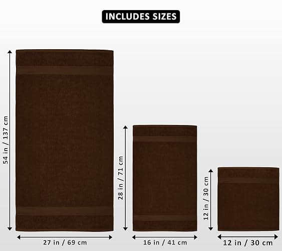 Utopia Towels 8-Piece Premium Towel Set, 2 Bath Towels, 2 Hand Towels, and 4 Wash Cloths, 600 GSM 100% Ring Spun Cotton Highly Absorbent Towels for Bathroom, Gym, Hotel, and Spa (Brown) thumbnail 3