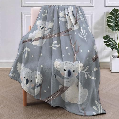 VANZEV Koala Pattern Blanket, Cute Animal-Themed Fleece Throw with Koala Design, Soft Cozy Lightweight Blanket, for Kids and Animal Lovers, 50x60 in,Decor thumbnail 2