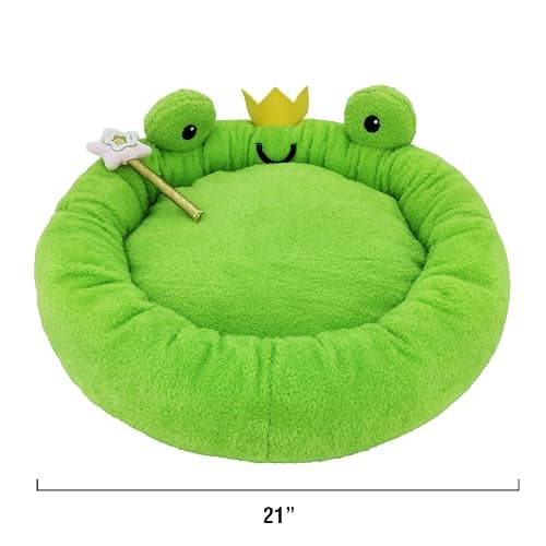 TONBO Soft Plush Small Cute and Cozy Food Dog Cat Bed, Washer and Dryer Friendly (Frog) thumbnail 4