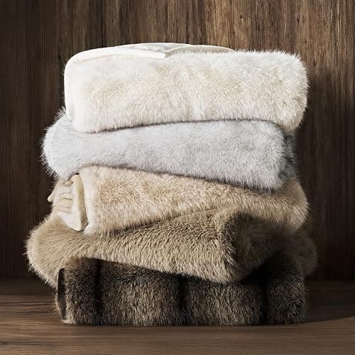 EVERGRACEHOME Luxury Faux Fur Throw Blanket, Soft Fluffy Faux Mink Blankets for Bed, Couch, Sofa, Thick Cozy Plush Warm Fur Throws with Reversible Velvet, Tipped Golden Fox, 50"x60" thumbnail 9