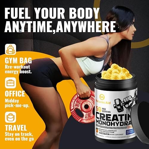 Natures Aid Creatine Monohydrate Gummies (5g) – Pre-Workout Energy & Muscle Growth Support for Men & Women | Orange Electrolyte Gummies (135 Count) thumbnail 7