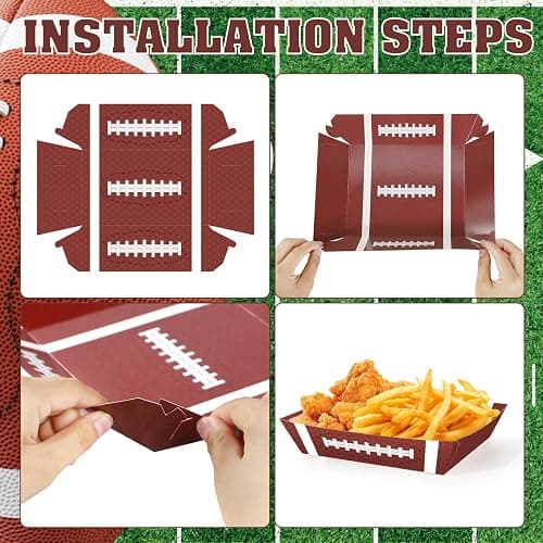 50Pcs Football Party Supplies, 5lb Football Food Plates, Football Paper Trays Disposable Bowls Nacho Trays, Football Theme Party Favors for Gameday, Carnivals, Birthday, Sport, Party Decor thumbnail 4