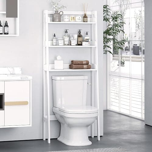 UTEX Over The Toilet Storage Shelf, 3-Tier Over Toilet Bathroom Organizer, Above Toilet Shelves Rack (White) thumbnail 2
