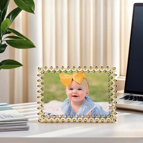 Synovana Gold Bee Picture Frame for 4x6 Photos – Elegant Decorative Bumble Bee Photo Frame Accents – Thoughtful Gift for Her Wedding Anniversary or Nature-Inspired Home Décor thumbnail 4