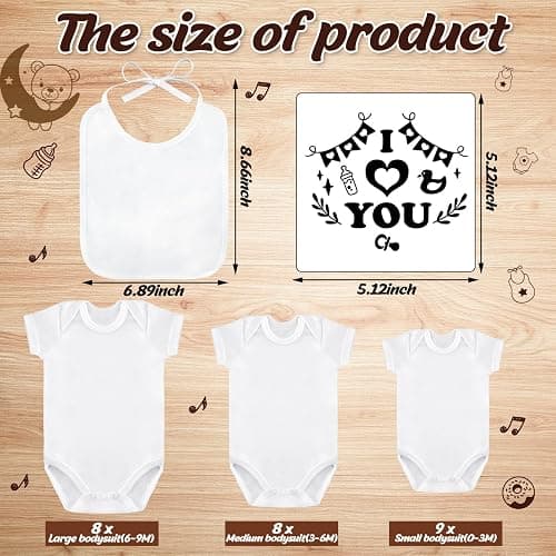 Panitay 100 Pcs White Bibs Bodysuits Decorating Kit for Baby Shower Games, 25 Guests DIY Baby Bodysuit Painting Activity Set(Retro) thumbnail 3