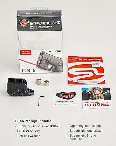 Streamlight 69270 TLR-6 100-Lumen Tactical Weapon Light with Integrated Red Aiming Laser Designed Exclusively and Solely for Glock 42/43/43X/48 (No Rail or MOS), Black thumbnail 8