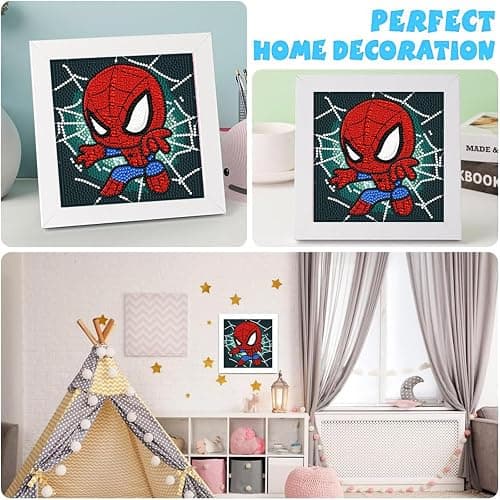 KOJEFCV Cartoon Diamond Art Painting Kits for Kids with Frame Ages 4-8-12 | Cartoon Diamond Art for Kids, Easy Gem Kit Kid with Beautiful Package for Gift Home Wall Decor (7x7 inch) thumbnail 5