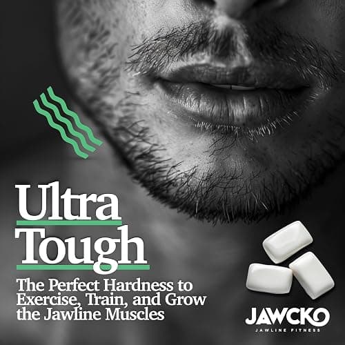 JAWCKO Ultra-tough Jawline Chewing Gum | Get a Stronger, Squarer Jawline | Mighty Mint Jaw Training Hard Gum | Chisel, Sculpt, Tone your Jaw | 15X Hardness | Facial Fitness Mewing Gum | 40 Pieces/Pack thumbnail 4