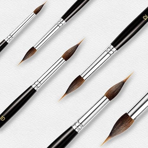 KOVIEDE Watercolor Brushes Set 3Pcs Extended Needle Point Brushes Synthetic Extra Pinhead Brush for Fine Detailing, with Belly Reservoir for Continuous Painting & Broad Washes Great for Artists thumbnail 5