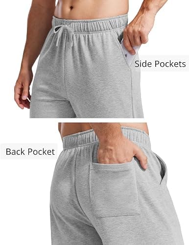 PINSPARK Men's Sweatpants Open Bottom Cotton Lounge Pants Baggy Sweat Pants with Pockets Casual Drawstring Jogger Sweatpants thumbnail 4