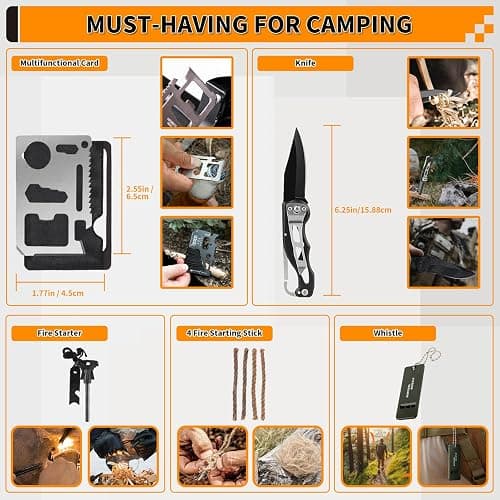 Survival Kit, Gifts for Men Women Teen Boys, 252 pcs Survival Gear and Equipment Mini First Aid Kit for Car Home, Emergency Kit with Molle System for Earthquake, Outdoor Adventure, Car Travel thumbnail 4