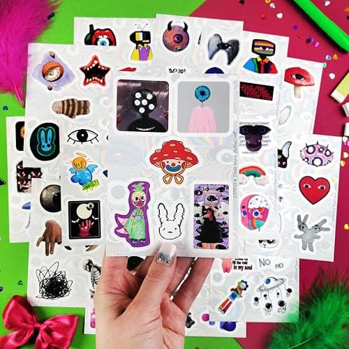 BulbaCraft 100Pcs Weirdcore Stickers, Weird Stickers for Adults, Weird Gifts, Psychedelic Decals, Trippy Decals, Weirdcore Accessories, Gifts for Women & Men thumbnail 7