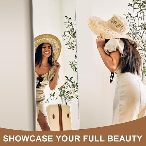 Delma Full Length Mirror, Large Floor Mirror for Wall, Bedroom, Bathroom, Living Room with Aluminium Frame (Stand, Arch 56x15, Silver) thumbnail 3