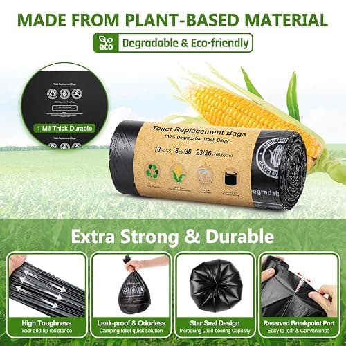 BLIKA Portable Toilet Kit for Camping, Camp Toilet with Pop-Up Privacy Tent, Toilet Bags and Eco Absorbent Gel, Foldable Portable Toilet for Adults, Portable Outdoor Shower Tent Camp Toilet thumbnail 8