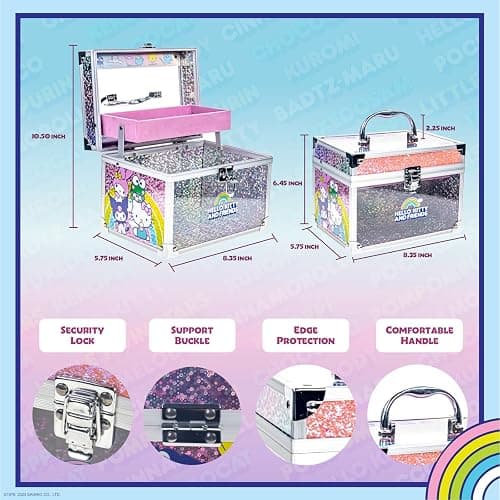 Hello Kitty & Friends - Townley Girl Train Case Makeup Set for Kids, Includes Lip Gloss, Eye Shimmer, Nail Polish, Brushes, and More! Perfect for Parties, Sleepovers, and Makeovers. Non-Toxic, Ages 3+ thumbnail 8