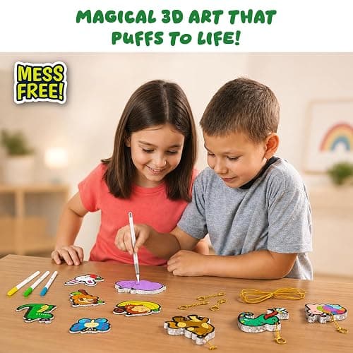 Skillmatics Aqua Puffs Animals, Art & Craft, Paint by Number, Gift for Kids | DIY Puffy Keychains, Screen-Free, Mess-Free Activity, Travel & Creative Kit for Girls & Boys Ages 4, 5, 6, 7, 8, 9, 10 thumbnail 2