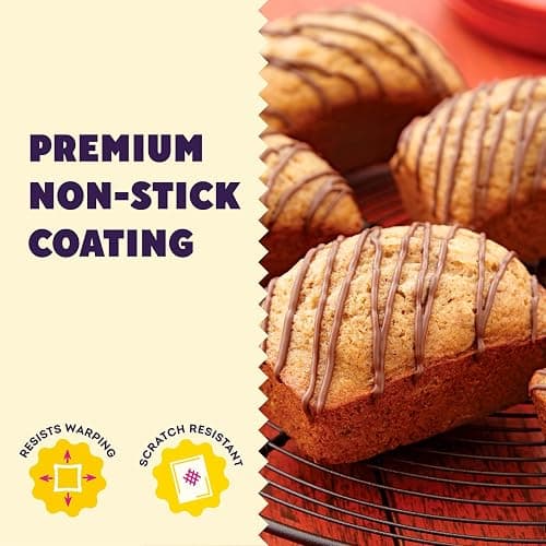Wilton Gold Non-Stick Bakeware Mini Loaf - Baking Pan for Mini Banana Breads, Cakes & More - Made Without PFAS - Offers Even Heat Distribution & Hassle-Free Cleaning - 15 x 10 x 1.6 Inch, 8 Cavity thumbnail 4