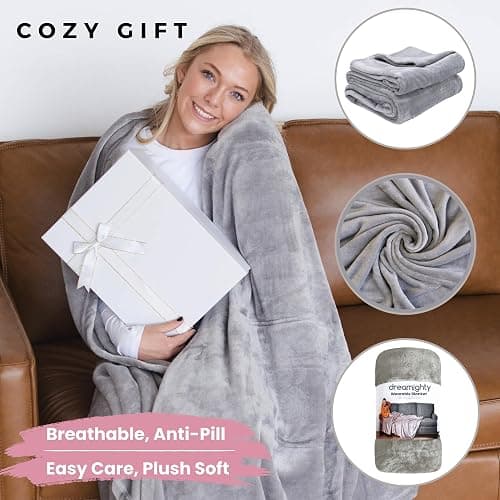 Super Blanky Cozy Wearable Blankets for Women - Adult Wearable Blanket Men, College Graduation Gifts for Her - Birthday Girlfriend Gifts for Women, Chemotherapy Must Haves - Light Gray Throw Blanket thumbnail 3