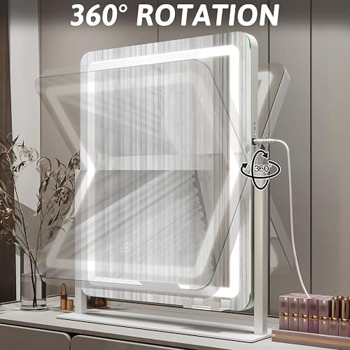 FENNIO Vanity Mirror with Lights 22 Inch- LED Lighted Makeup Mirror,Large Makeup Mirror with Lights,Touch Screen with 3-Color Lighting,Led Mirror Makeup,Dimmable(White) thumbnail 7