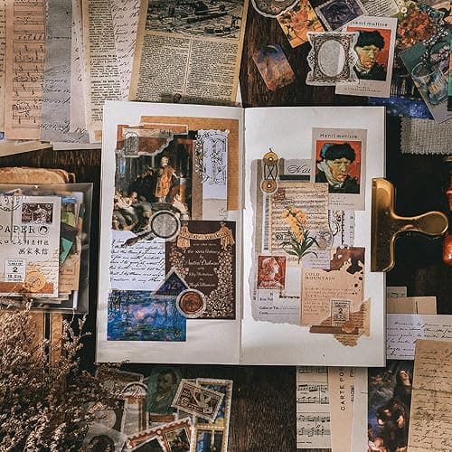 TIYPKE 200pcs Artistic Stickers for Journaling Supplies - Aesthetic Vintage Paper for Scrapbooking, Planners, Notebook, DIY Craft Kits, Postage Stamp Journal thumbnail 2